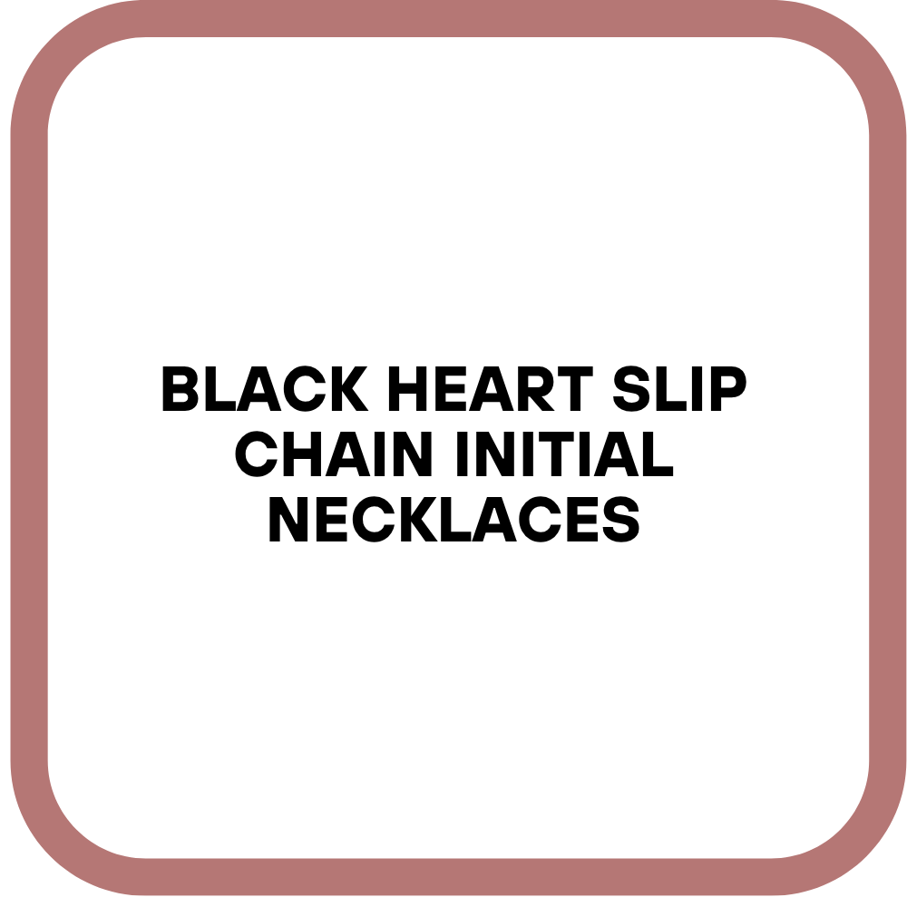 Black Heart Slip Chain Initial Necklaces