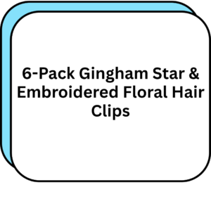 6-Pack Gingham Star & Embroidered Floral Hair Clips